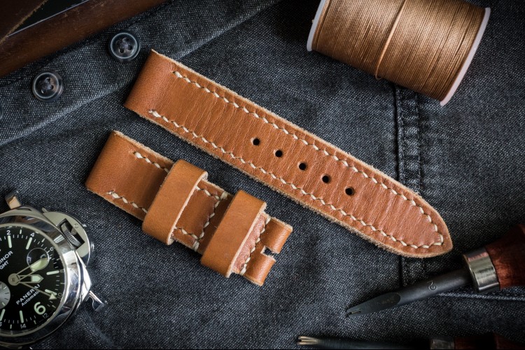 Handmade 22 22mm Veg Tan Light Brown Leather Strap 125 70mm with